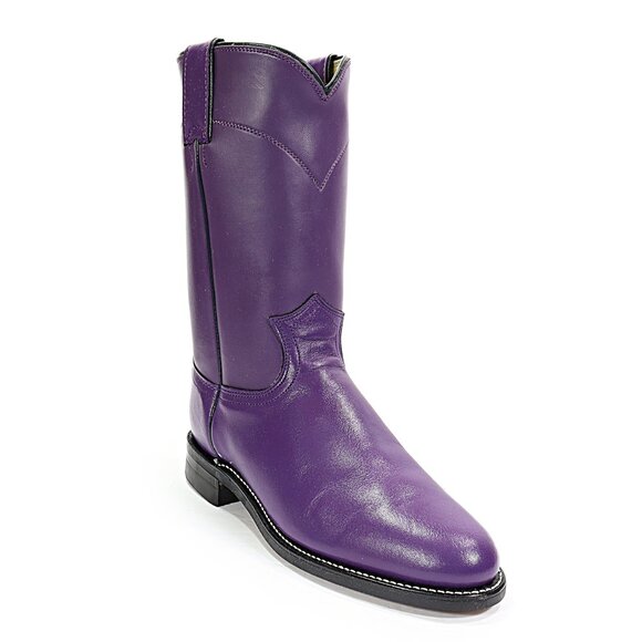 Justin Diamond J Women's Purple Ropers Leather Pull On Western Boots 6.5 C Wide - Picture 1 of 9